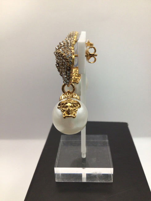 Versace Medusa Faux Pearl Earrings pre-owned