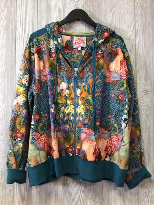 Johnny Was Sweatshirt floral ziip-up Size XX-Large