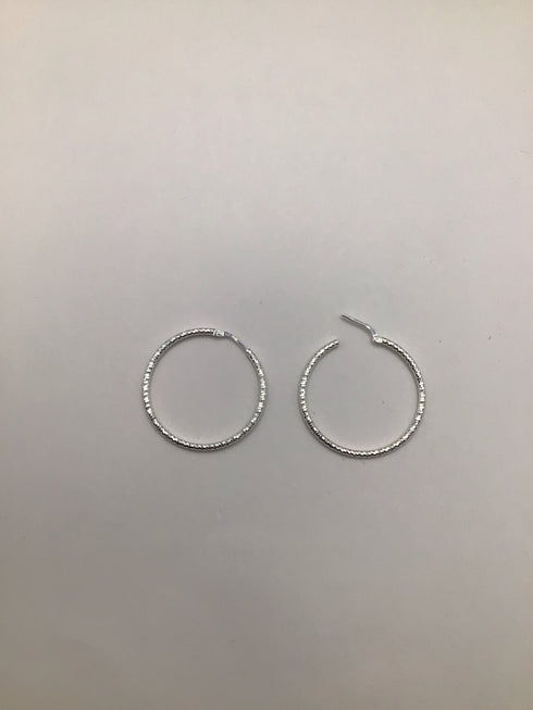Sterling diamond-cut Hoop Earrings