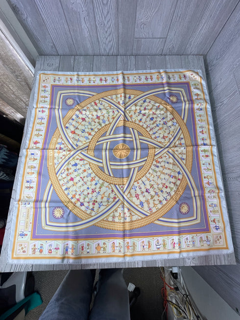 Hermes Donner la Main 2002 Silk Twill Scarf Vintage Lavender