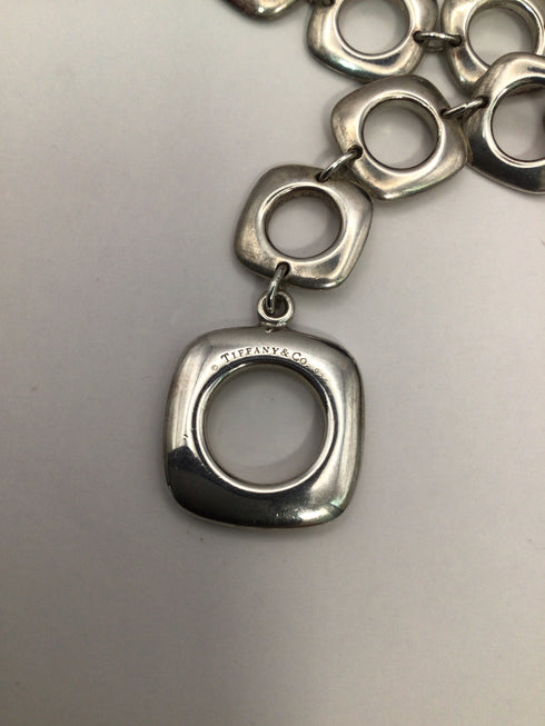 Tiffany & Co. Silver square cushion Link Necklace Estate Pre-owned