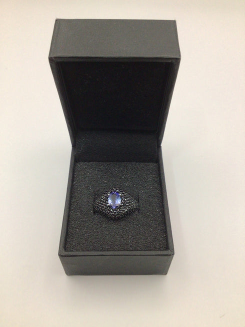 Tanzanite + black spinnel Sterling Ring sz 7.5