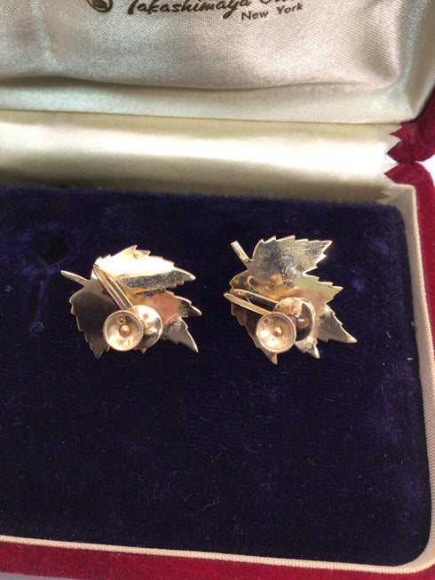 Mikimoto Brooch Earring set 14k Gold 6mm Akoya Pearl Estate