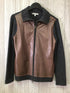 Neiman Marcus Cashmere Leather Panel Sweater Jacket Size Small