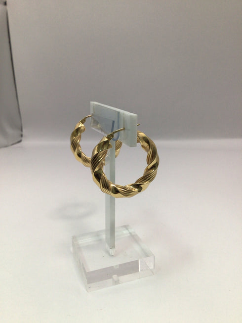 14k Gold Twisted Hoop Earrings