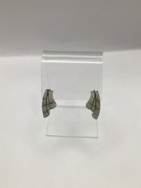 Artisans Opal inlay wing-shape Earrings vintage