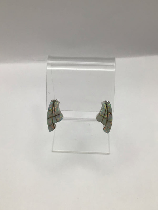 Artisans Opal inlay wing-shape Earrings vintage