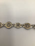 Silver Round flower medallion link Bracelet Vintage