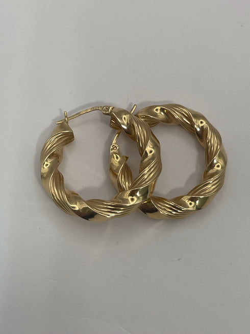 14k Gold Twisted Hoop Earrings