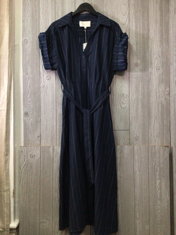 Brochu Walker Dress Fia Belted Stripe Size Large New