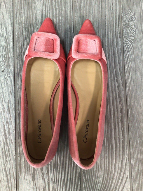 C. Paravano Square Buckle Velvet Flats Size3 8.5