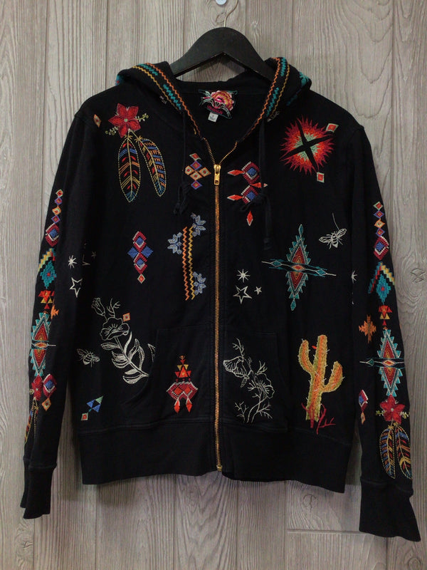 Johnny Was Sweatshirt Embroidered Zip Up Hooded Size Small