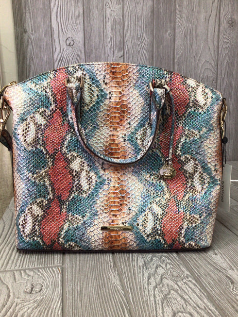 Brahmin Large Duxbury Satchel Multi All Over Snake Purse Pre-owned