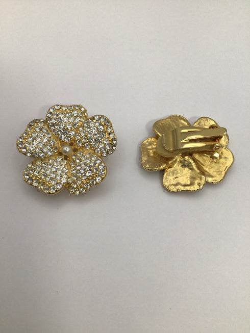 Thelma Deutsch Vintage Rhinestone Earrings clip-on