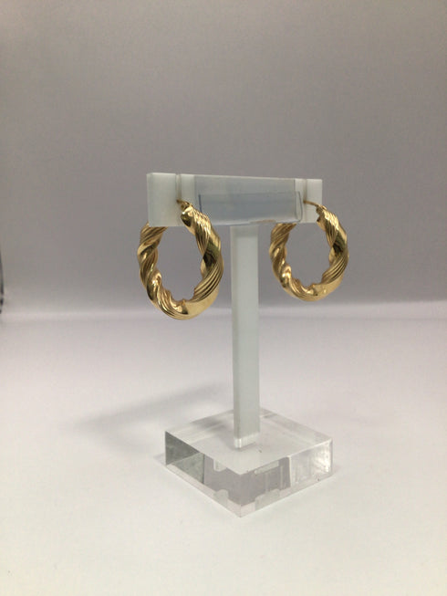 14k Gold Twisted Hoop Earrings