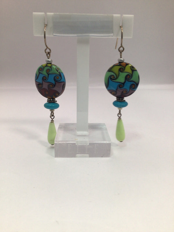 Artisans Multi-ColorArt Glass Earrings Drop