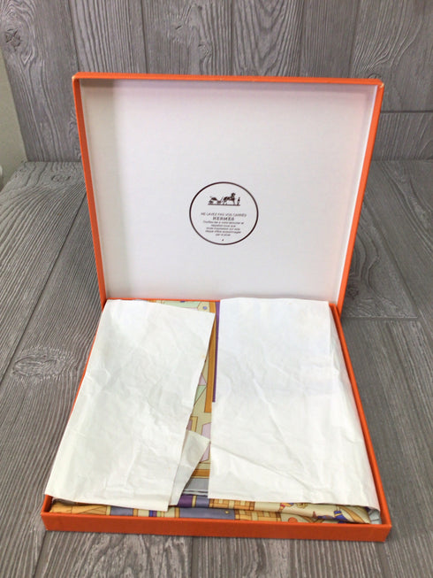 Hermes Donner la Main 2002 Silk Twill Scarf Vintage Lavender