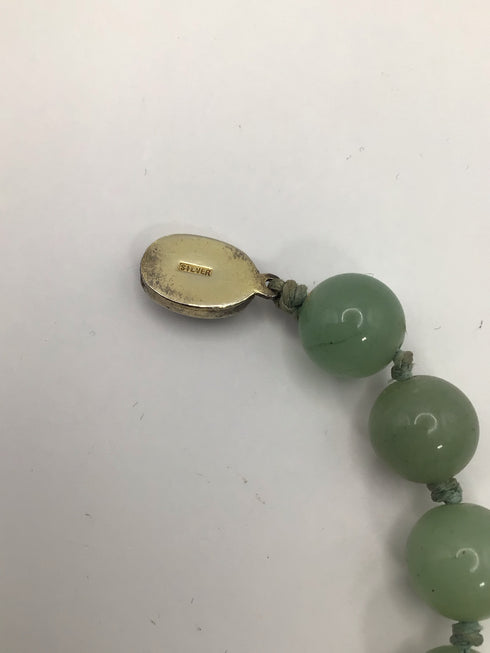 Green Jade Vintage Necklace 14" 10mm