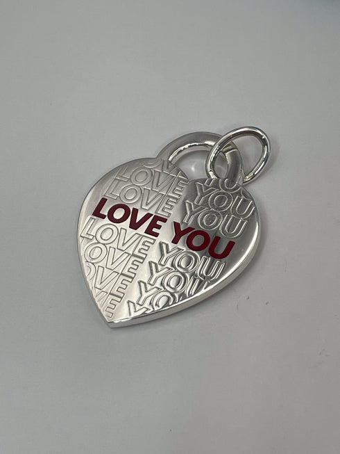 Tiffany & Co. Sterling I Love You Heart Pendant Red lettering box