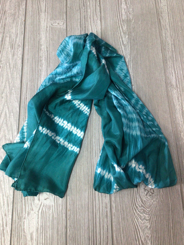 Teal Shibori Silk Scarf