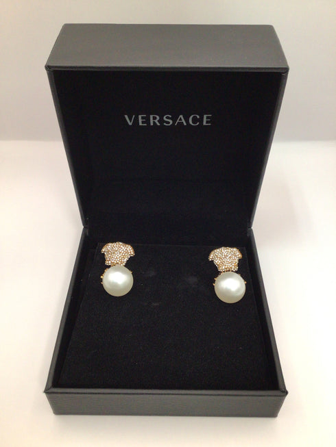 Versace Medusa Faux Pearl Earrings pre-owned