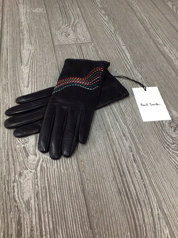 Paul Smith swirl stitch leather Gloves Size Large New