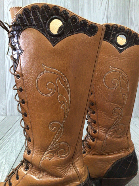 D.W. Frommer II Packer Cowboy Boots Handmade Rare Vintage Women's Size 8