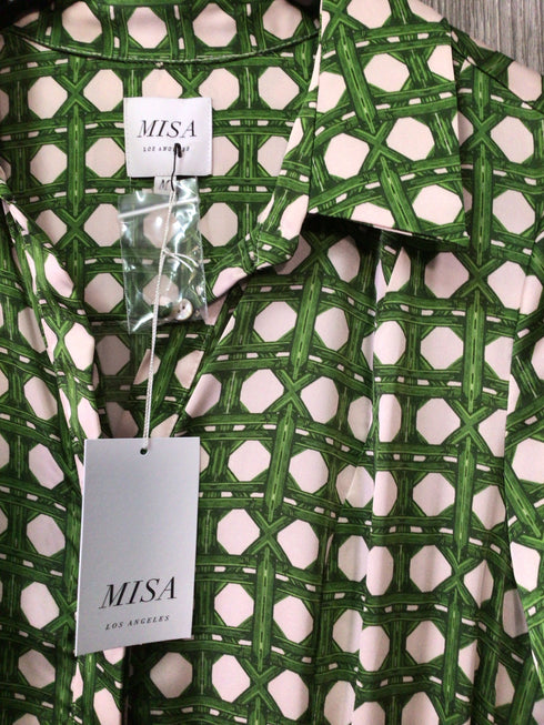 MISA Martine Dress Rattan Tile Mix Satin Size Medium New