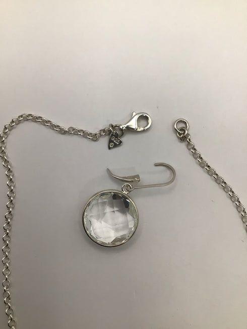 Round Crystal in Silver SET Necklace and Earrings