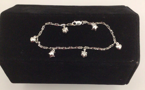 18k White Gold delicate Charm Bracelet