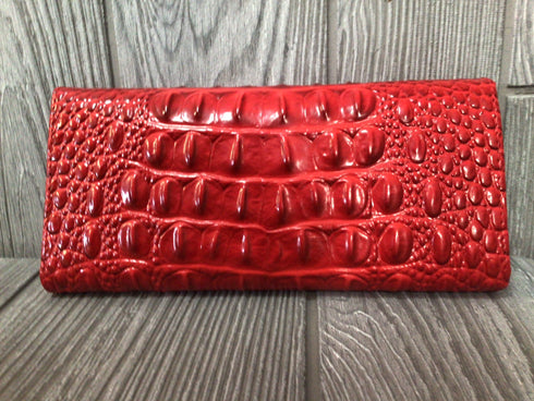 Brahmin Veronica Carnation Melbourne Leather Flap clutch Wallet pre-owned