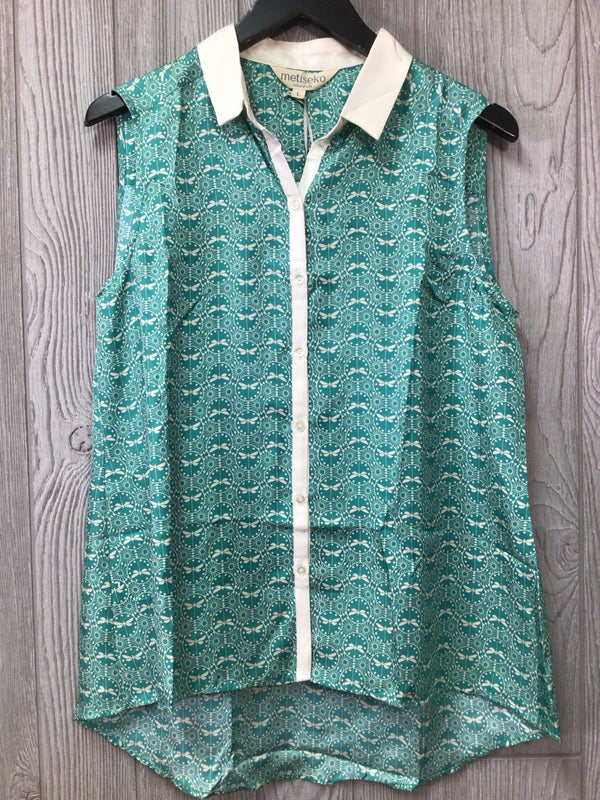 metiseko silk print Top Size Large New