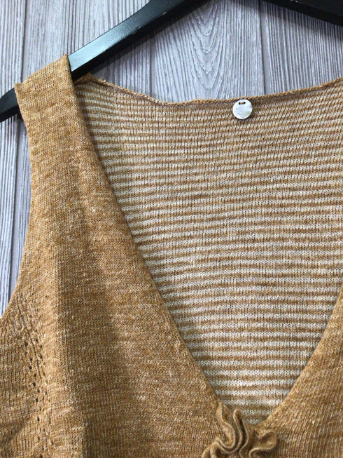Margaret O'Leary Linen Knit Vest Size Large