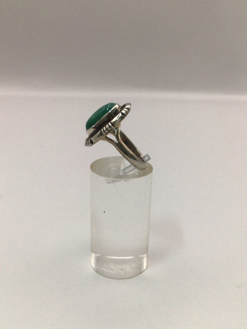 Silver Oval Green Turquoise Ring