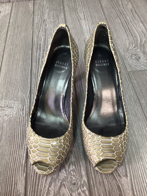 Stuart Weitzman Logo Plainfield Cloud Crystal Snake Pumps Size 7.5