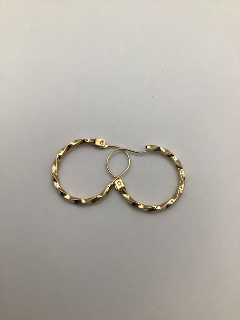 10k Yellow Gold Twisted Hoop 5/8" Vintage Earrings