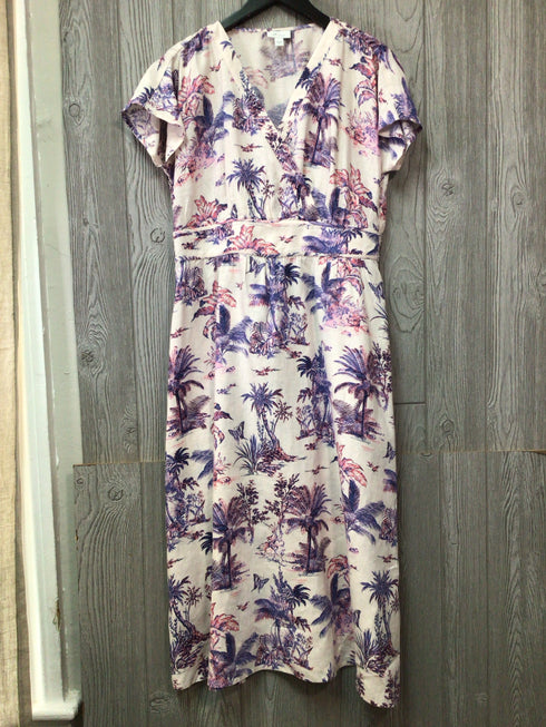 J Jill Dress Printed Linen Midi Size Medium