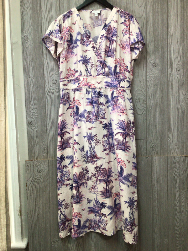 J Jill Dress Printed Linen Midi Size Medium