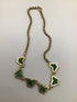 Carved Jade Butterfly Statement Necklace 14k Gold rope Vintage
