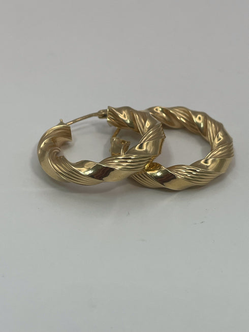 14k Gold Twisted Hoop Earrings