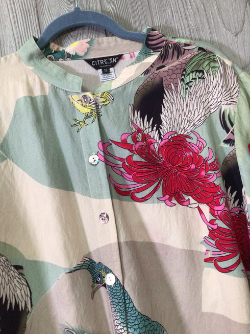 Citron Blouse Rooster Size 1X