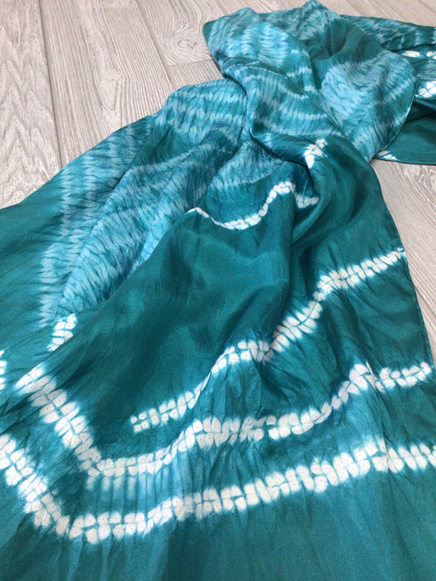 Teal Shibori Silk Scarf