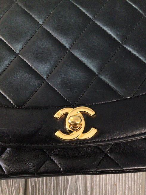 Chanel Quilted Diana Flap Bag Medium Lambskin Leather Vintage
