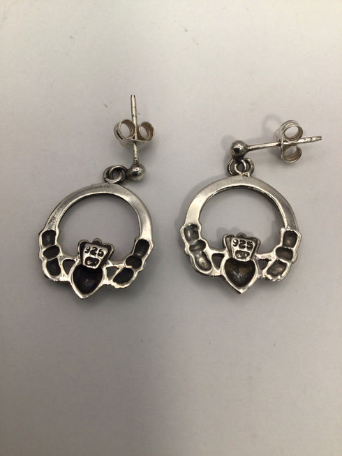 Silver Round Claddah Post Earrings