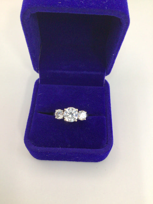 Charles & Colvard 3 ktw Moissanite 3-stone Ring 14k White gold sz 8.5