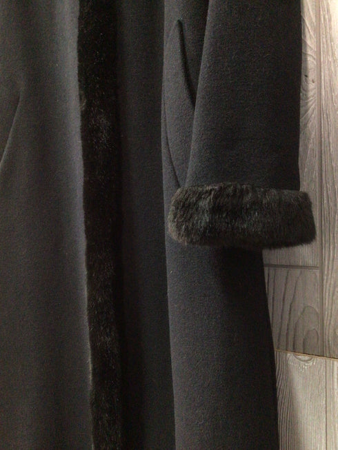 Anne Klein wool bl Coat Size Medium Faux-fur