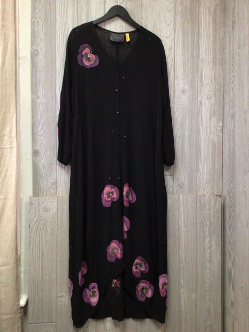 Staley Gretzinger Semi-Sheer Pansie Duster Topper Lagenlook Size X-Large