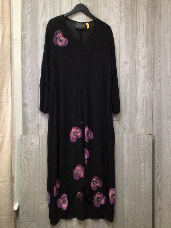 Staley Gretzinger Semi-Sheer Pansie Duster Topper Lagenlook Size X-Large
