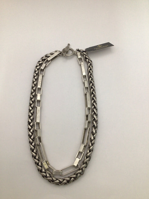 French Kande Silver Tone Link New Necklace MS2355-Z-S Pre-owned