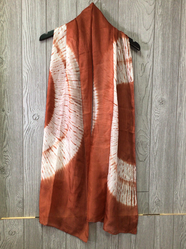 Eileen Fisher Brown Shibori Silk Scarf